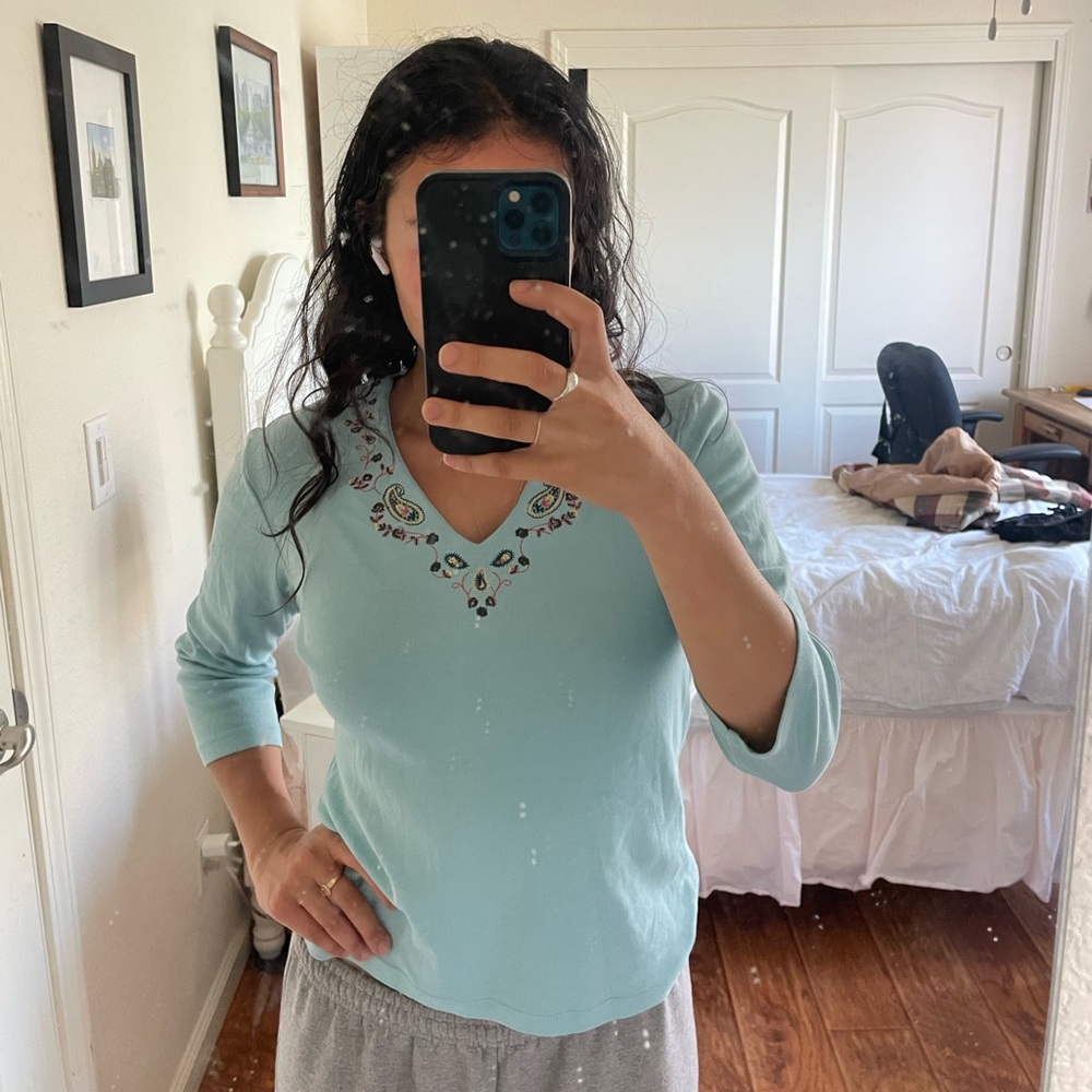 Nine West separates turquoise half sleeve top